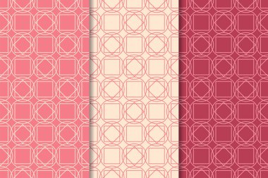 Kiraz kırmızısı geometrik süsler. Web, Tekstil ve duvar kağıtları için dikey Dikişsiz desen seti