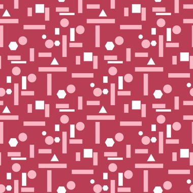 Geometrik arka plan. Kırmızı ve bej Dikişsiz desen duvar kağıtları, Tekstil ve kumaş için