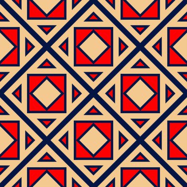 Geometrik seamless modeli. Duvar kağıtları, Tekstil ve kumaş için renkli kırmızı ve mavi arka plan