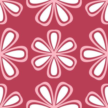 Kırmızı ve bej çiçek seamless modeli. Soluk kırmızı renkli bir arka plan duvar kağıtları ve tekstil