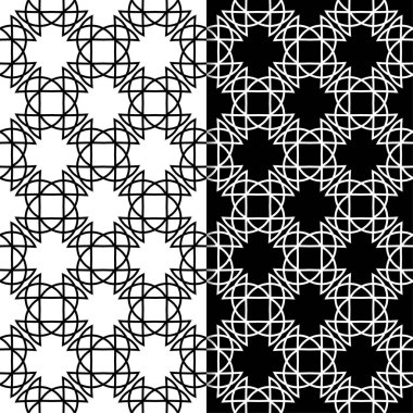 Siyah ve beyaz geometrik yazdırır. Web, Tekstil ve duvar kağıtları için dikişsiz desen seti