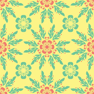 Çok sorunsuz çiçek arka plan renkli. Pembe mavi yeşil ve sarı desen Tekstil ve duvar kağıtları için
