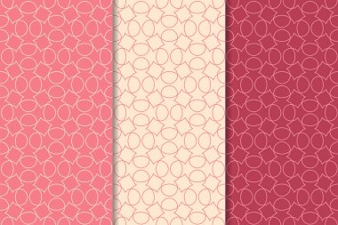 Kiraz kırmızısı geometrik süsler. Web, Tekstil ve duvar kağıtları için dikey Dikişsiz desen seti