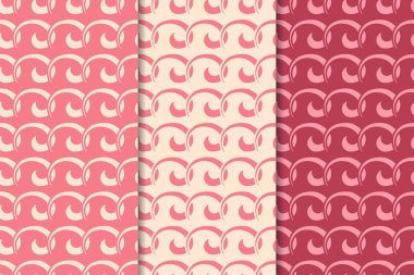 Kiraz kırmızısı geometrik süsler. Web, Tekstil ve duvar kağıtları için dikey Dikişsiz desen seti