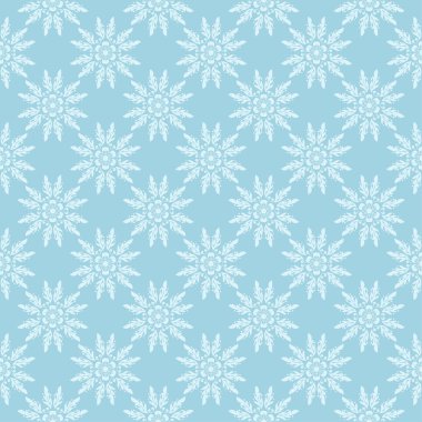 Mavi zemin üzerine beyaz çiçek desenli. Tekstil ve duvar kağıtları için sorunsuz süsleme