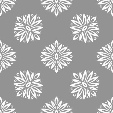 Çiçek arka plan gri seamless modeli ile. Duvar kağıtları ve tekstil tasarım