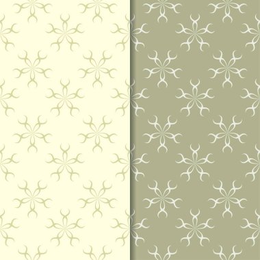 Zeytin yeşili çiçek arka planlar. Tekstil ve duvar kağıtları için dikişsiz desen seti
