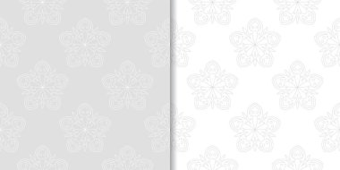 Işık gri çiçek arka planlar. Tekstil ve duvar kağıtları için dikişsiz desen seti