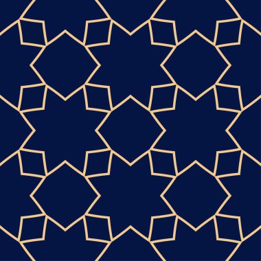 Altın mavi geometrik süsleme. Web, Tekstil ve duvar kağıtları için seamless modeli