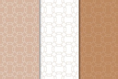 Web, Tekstil ve duvar kağıtları için geometrik Dikişsiz desen kahverengi ve beyaz set