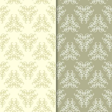 Zeytin yeşili çiçek süs arka planlar. Tekstil ve duvar kağıtları için dikişsiz desen seti