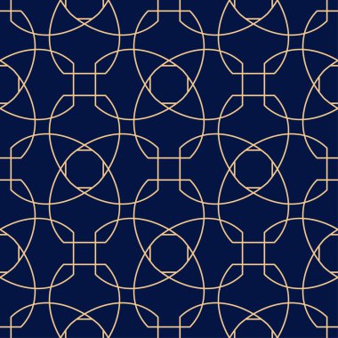 Altın mavi geometrik süsleme. Web, Tekstil ve duvar kağıtları için seamless modeli