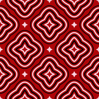 Geometrik seamless modeli. Siyah kırmızı beyaz bir arka plan duvar kağıtları, Tekstil ve kumaş için