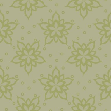 Zeytin yeşili ve gri çiçek süsleme. Tekstil ve duvar kağıtları için seamless modeli