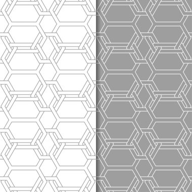 Gri ve beyaz geometrik süsler. Web, Tekstil ve duvar kağıtları için dikişsiz desen seti