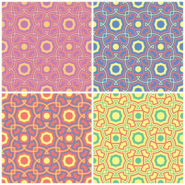 Renkli çiçek sorunsuz arka plan. Duvar kağıtları, Tekstil ve kumaş için geometrik öğelerle parlak kalıplarının ayarla