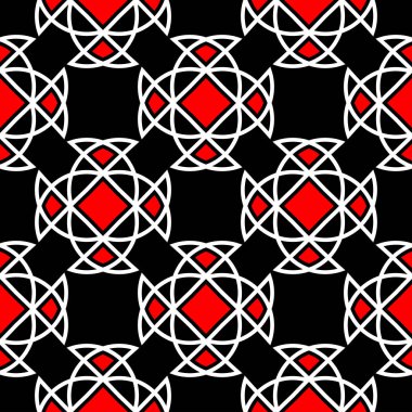 Geometrik seamless modeli. Siyah kırmızı beyaz bir arka plan duvar kağıtları, Tekstil ve kumaş için