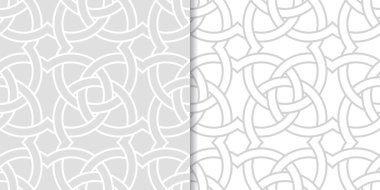 Işık gri geometrik süsler. Web, Tekstil ve duvar kağıtları için dikişsiz desen seti