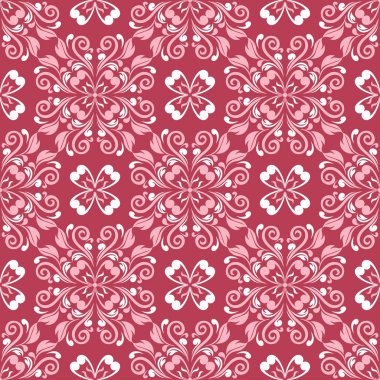 Kırmızı çiçek seamless modeli. Soluk kırmızı ve bej renkli arka plan duvar kağıtları, Tekstil ve kumaş için