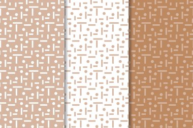 Geometrik süsler kümesi. Kahverengi ve beyaz Dikişsiz desen web, Tekstil ve duvar kağıtları için