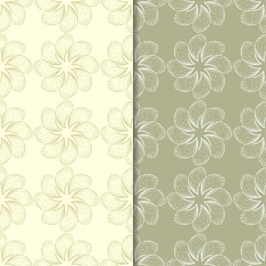 Zeytin yeşili çiçek arka planlar. Tekstil ve duvar kağıtları için dikişsiz desen seti