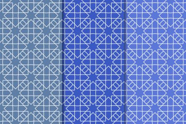 Web, Tekstil ve duvar kağıtları için dikey Dikişsiz desen mavi geometrik dizi