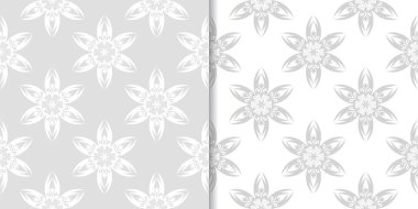 Işık gri çiçek süsler. Tekstil ve duvar kağıtları için dikişsiz desen seti