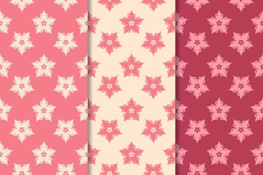 Çiçek süsler kümesi. Kiraz kırmızısı dikey Dikişsiz desen. Duvar kağıdı arka plan