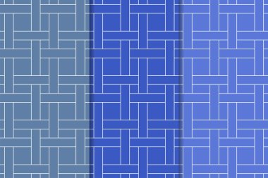 Mavi geometrik süsler. Web, Tekstil ve duvar kağıtları için dikey Dikişsiz desen seti