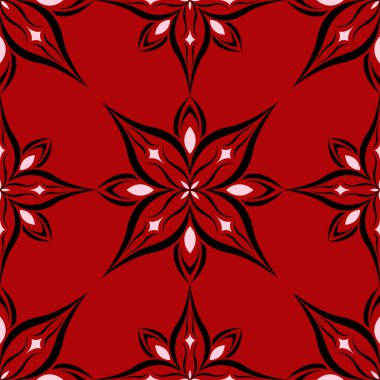 Kırmızı zemin üzerine çiçek seamless modeli. Arka plan duvar kağıtları, Tekstil ve kumaş için