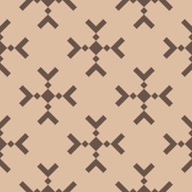 Bej ve kahverengi geometrik süsleme. Web, Tekstil ve duvar kağıtları için seamless modeli