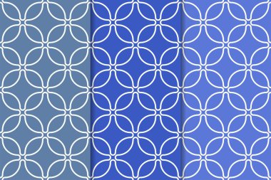 Web, Tekstil ve duvar kağıtları için geometrik Dikişsiz desen mavi seti