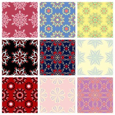 Renkli çiçek öğeleri kümesiyle. Çiçek seamless modeli. 