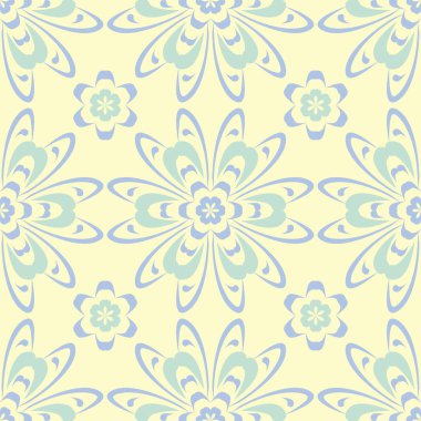 Çiçek bej seamless modeli. Bej renkli arka plan duvar kağıtları, Tekstil ve kumaş için mavi ve yeşil ışık çiçek tasarımları ile