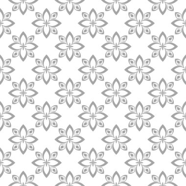 Beyaz arka plan üzerine açık gri çiçek süsleme. Tekstil ve duvar kağıtları için seamless modeli