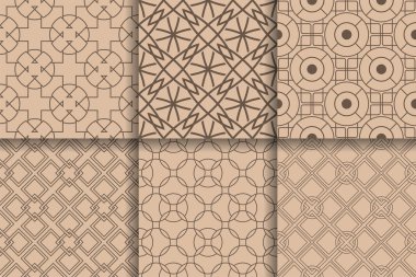 Kahverengi geometrik desenler. Kesintisiz dokular topluluğu