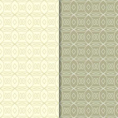 Zeytin yeşili geometrik süsler. Web, Tekstil ve duvar kağıtları için dikişsiz desen seti