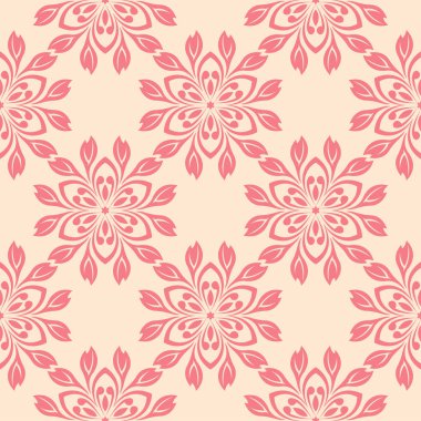 Bej renkli arka plan üzerinde kırmızı çiçek tasarım. Tekstil ve duvar kağıtları için seamless modeli