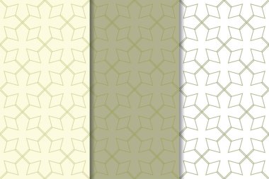 Zeytin yeşili ve web, Tekstil ve duvar kağıtları için geometrik Dikişsiz desen beyaz set