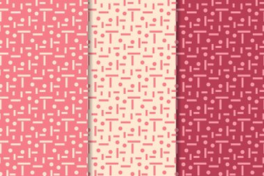 Geometrik süsler kümesi. Web, Tekstil ve duvar kağıtları için kiraz kırmızı Dikişsiz desen