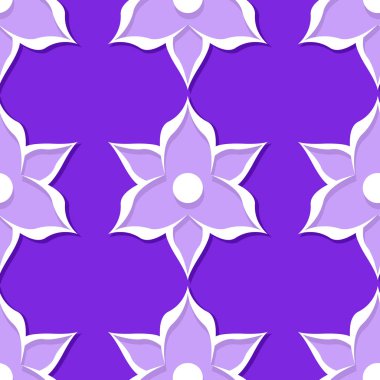 Sorunsuz çiçek desenli. Mor ve Lila 3d tasarımlar. Vektör çizim