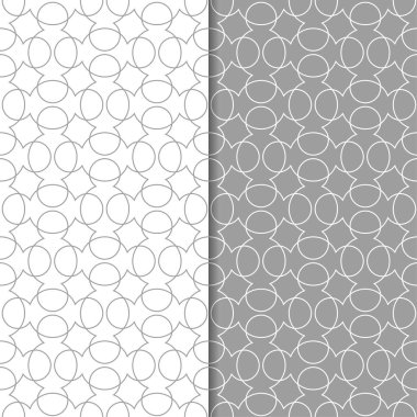 Gri ve beyaz geometrik süsler. Web, Tekstil ve duvar kağıtları için dikişsiz desen seti