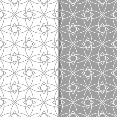 Gri ve beyaz geometrik süsler. Web, Tekstil ve duvar kağıtları için dikişsiz desen seti