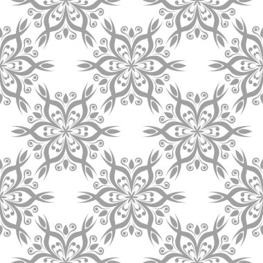 Beyaz ışık gri çiçek süsleme. Tekstil ve duvar kağıtları için seamless modeli