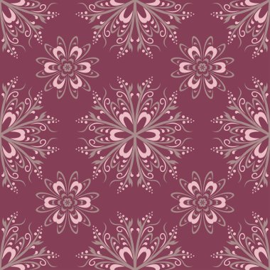 Çiçek seamless modeli. Mor kırmızı arka plan duvar kağıtları, Tekstil ve kumaş çiçek tasarım öğeleri ile