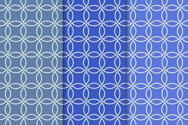 Mavi geometrik süsler. Web, Tekstil ve duvar kağıtları için dikey Dikişsiz desen seti