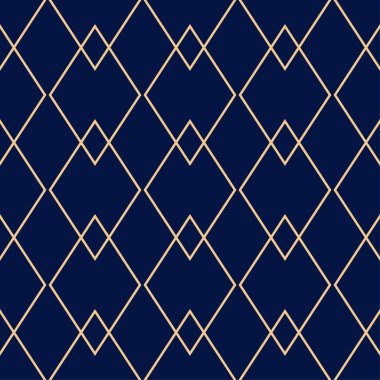 Mavi zemin üzerine altın geometrik süsleme. Web, Tekstil ve duvar kağıtları için seamless modeli