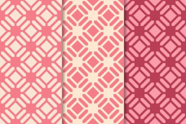 Kiraz kırmızısı geometrik süsler. Web, Tekstil ve duvar kağıtları için dikey Dikişsiz desen seti