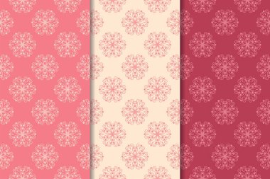 Kiraz kırmızı çiçek desenleri kümesi. Dikey Dikişsiz desen. Duvar kağıdı arka plan