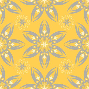 Sorunsuz çiçek desenli. Parlak sarı arka plan duvar kağıtları, Tekstil ve kumaş için çiçek tasarımları ile